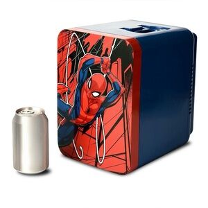 Marvel Spiderman Blue Red 6 Can Mini Fridge